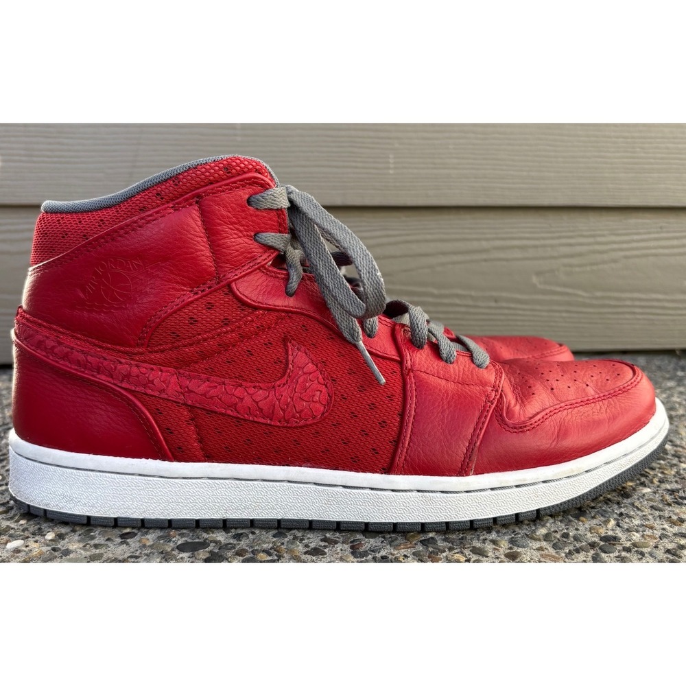 Air Jordan 1 Mid Red‎ Black White Men's Basketball Shoes Size 11